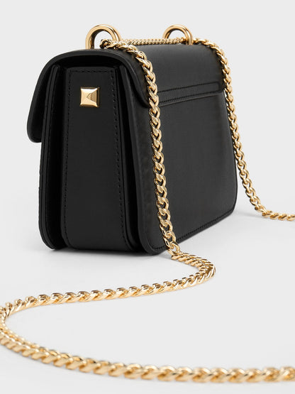 CHARLES & KEITH Sale | Alva Quilted Chain-Handle Bag - Black