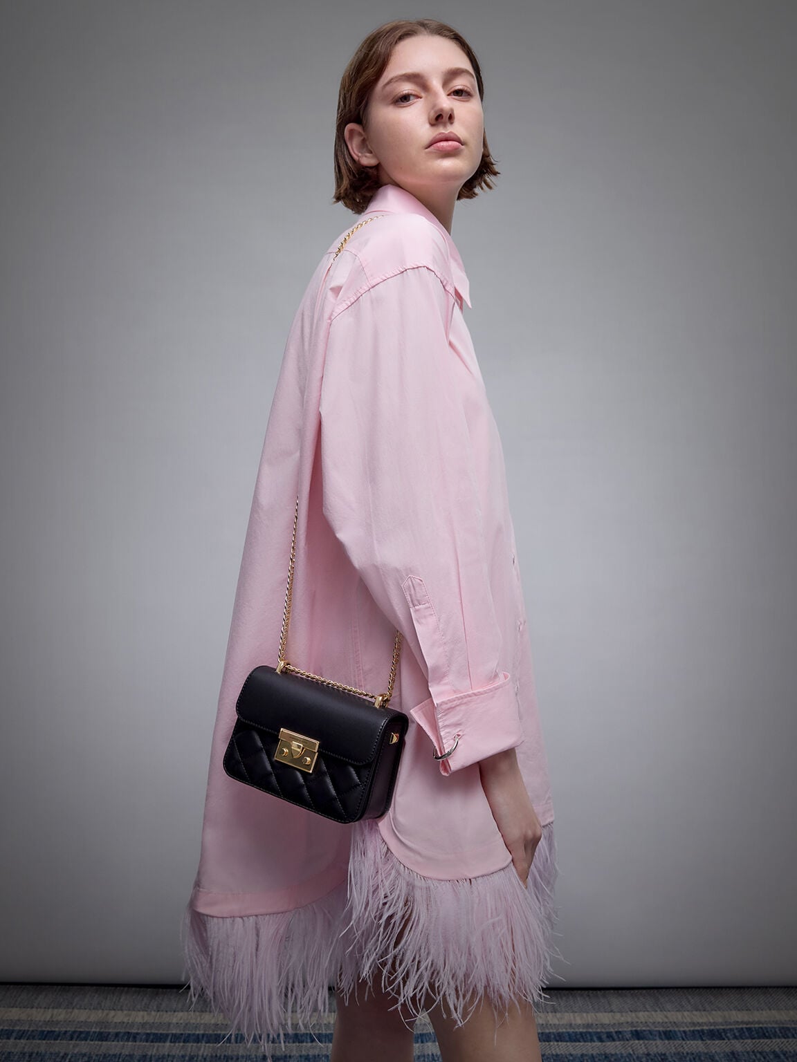 CHARLES & KEITH Sale | Alva Quilted Chain-Handle Bag - Black