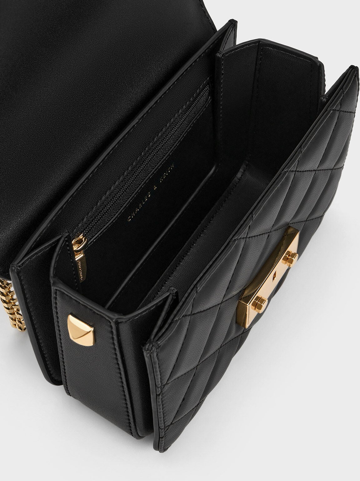 CHARLES & KEITH Sale | Alva Quilted Chain-Handle Bag - Black