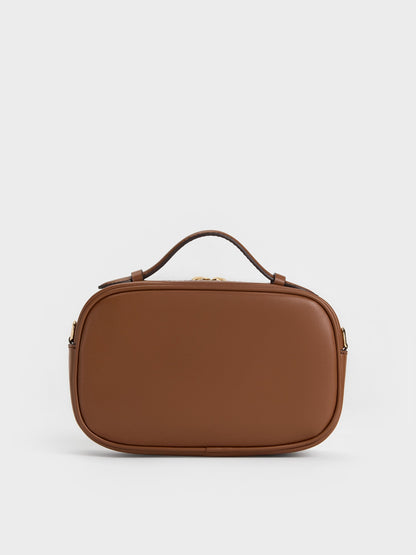 CHARLES & KEITH Signature | Azure Woven Crossbody Bag - Chocolate