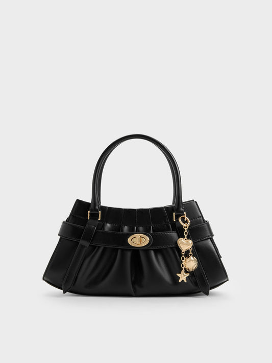 CHARLES & KEITH Recommended | Isolde Belted Ruched Crossbody Bag - Black