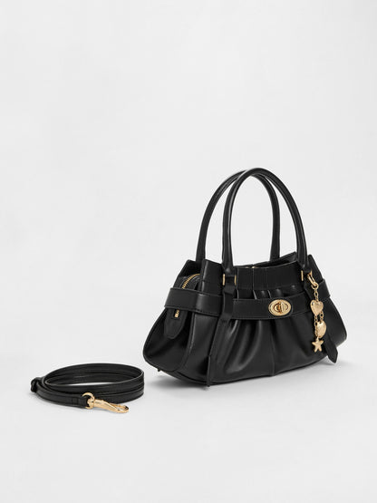 CHARLES & KEITH Recommended | Isolde Belted Ruched Crossbody Bag - Black