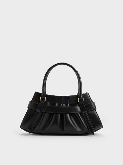 CHARLES & KEITH Recommended | Isolde Belted Ruched Crossbody Bag - Black