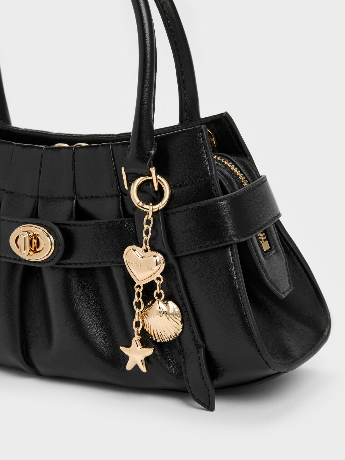 CHARLES & KEITH Recommended | Isolde Belted Ruched Crossbody Bag - Black