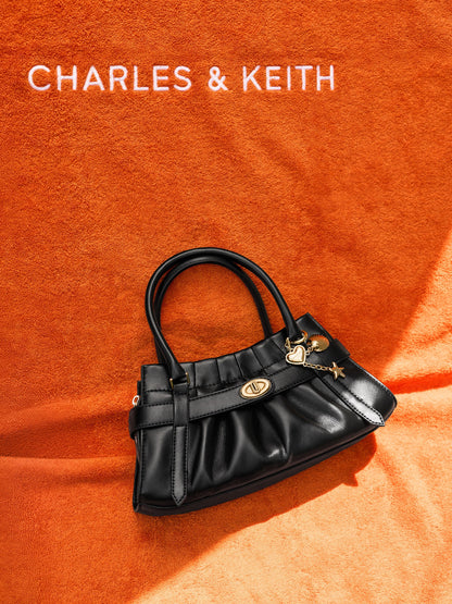 CHARLES & KEITH Recommended | Isolde Belted Ruched Crossbody Bag - Black