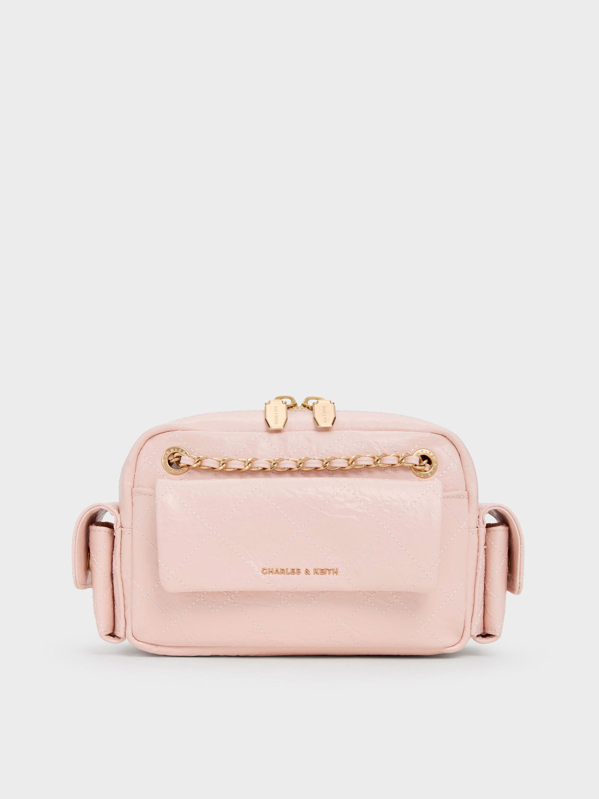 CHARLES & KEITH Trending | Duo Quilted Crossbody Bag - Soft Pink