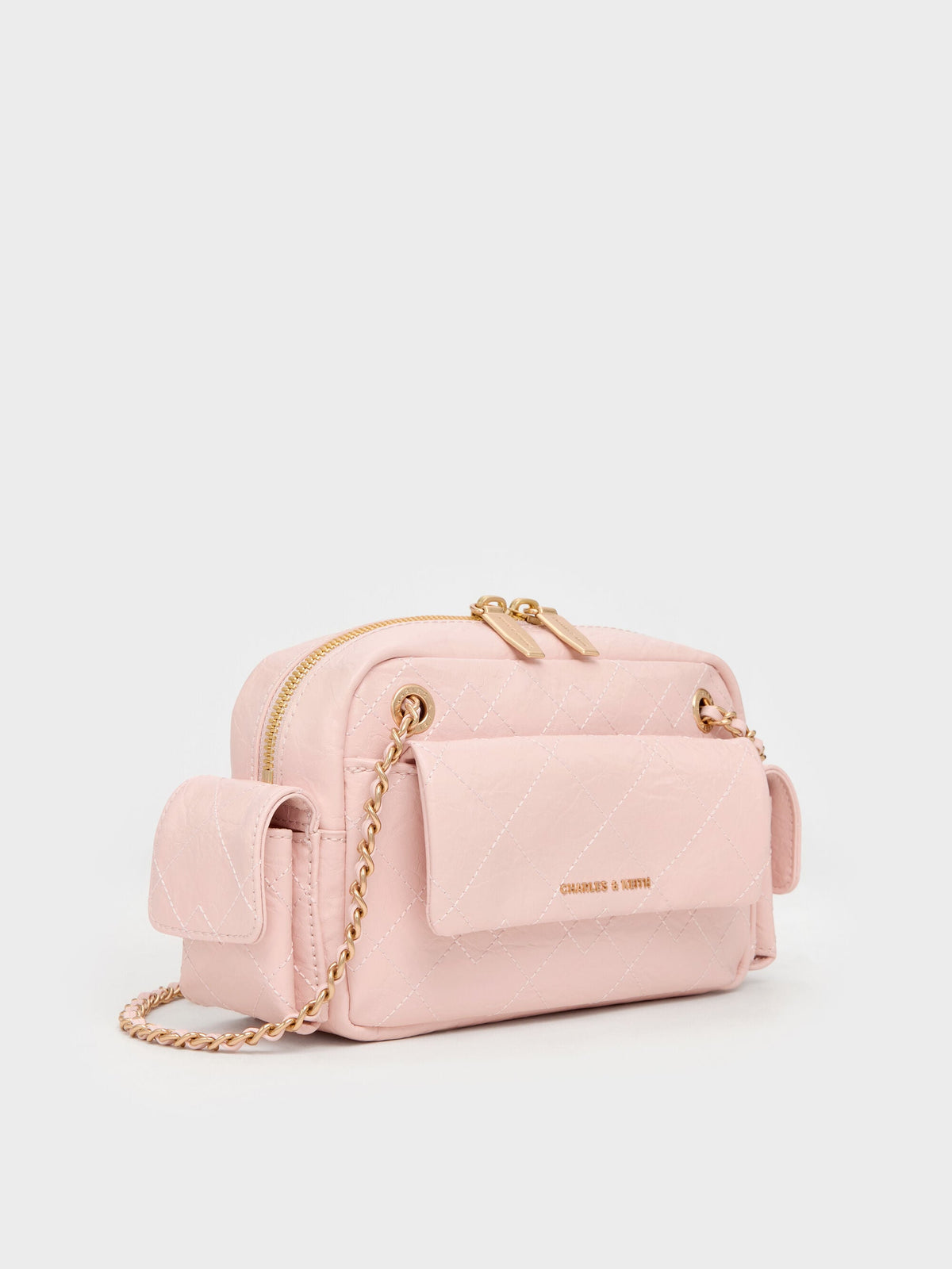 CHARLES & KEITH Trending | Duo Quilted Crossbody Bag - Soft Pink