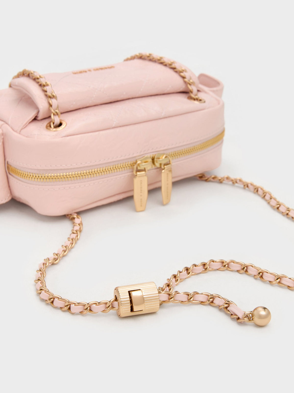 CHARLES & KEITH Trending | Duo Quilted Crossbody Bag - Soft Pink