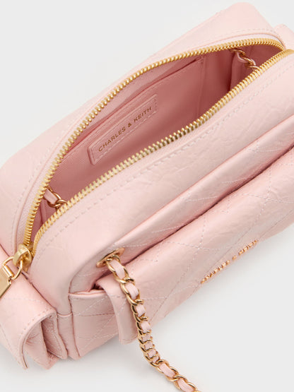 CHARLES & KEITH Trending | Duo Quilted Crossbody Bag - Soft Pink