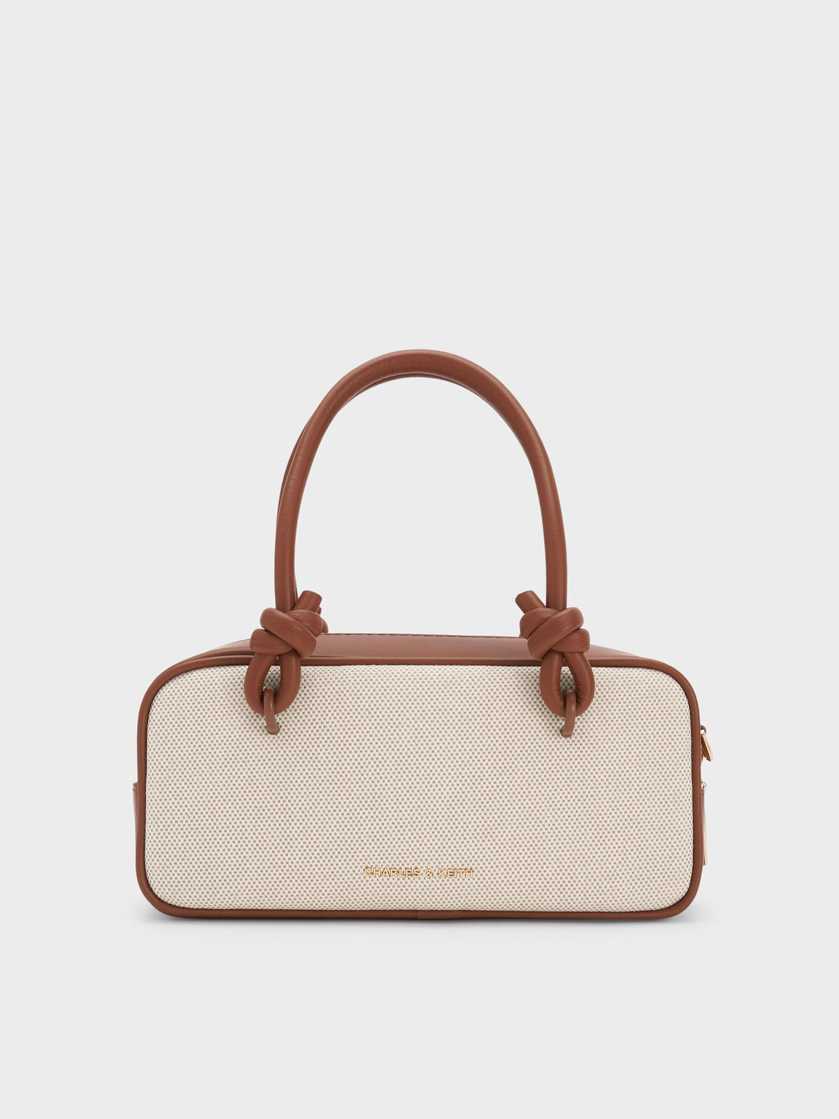 CHARLES & KEITH Essential | Sammie Canvas Knotted-Handle Boxy Bag - Taupe Canvas