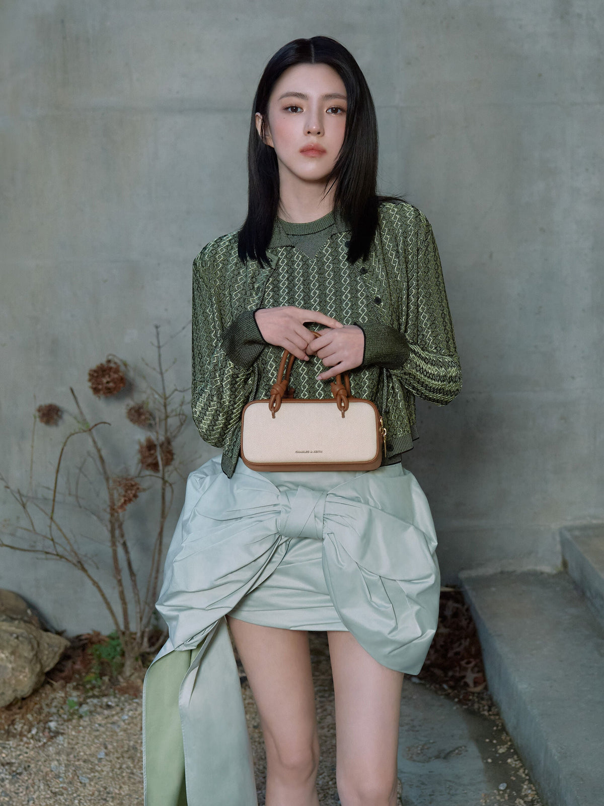 CHARLES & KEITH Essential | Sammie Canvas Knotted-Handle Boxy Bag - Taupe Canvas