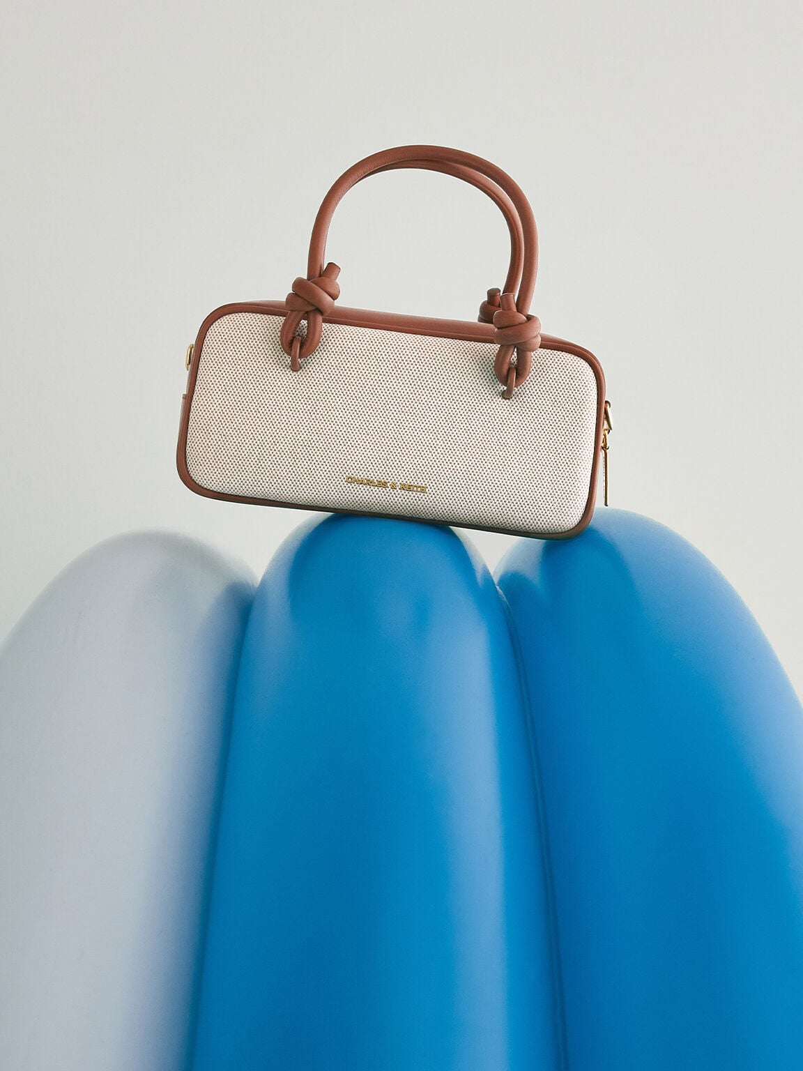 CHARLES & KEITH Essential | Sammie Canvas Knotted-Handle Boxy Bag - Taupe Canvas
