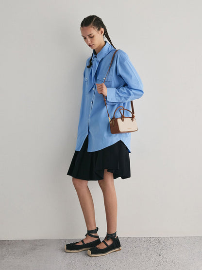 CHARLES & KEITH Essential | Sammie Canvas Knotted-Handle Boxy Bag - Taupe Canvas