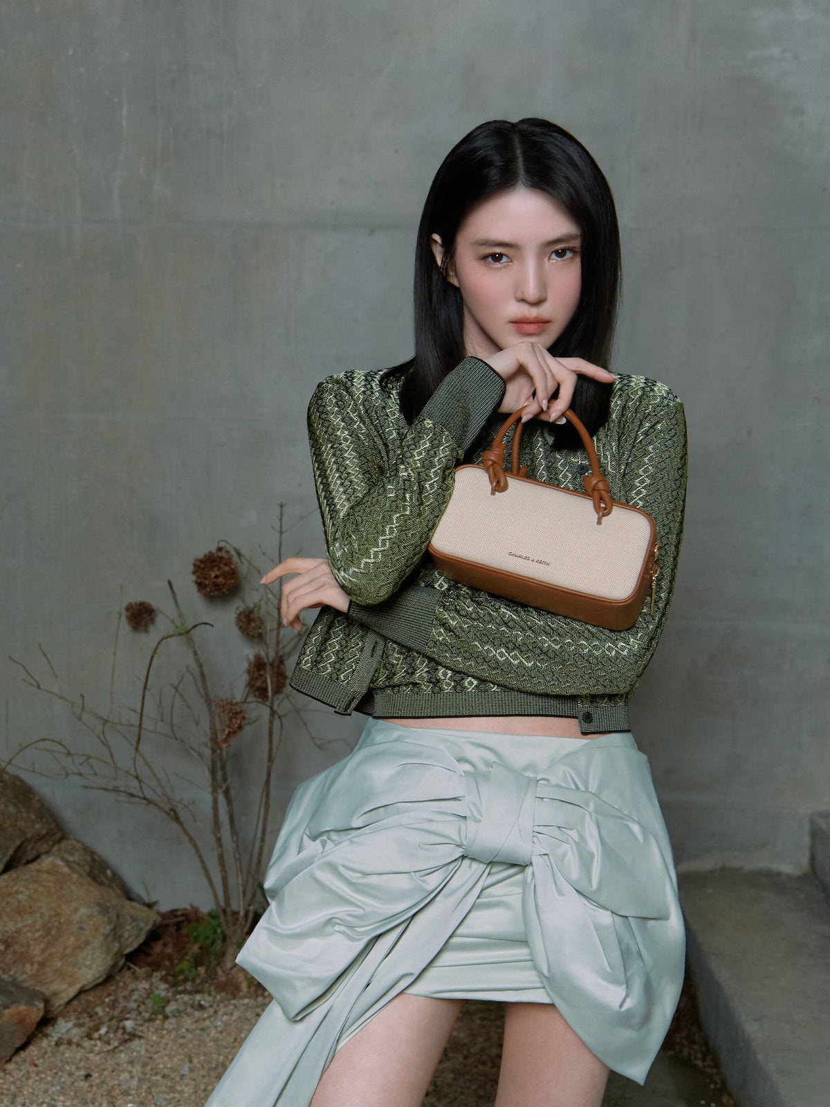 CHARLES & KEITH Essential | Sammie Canvas Knotted-Handle Boxy Bag - Taupe Canvas