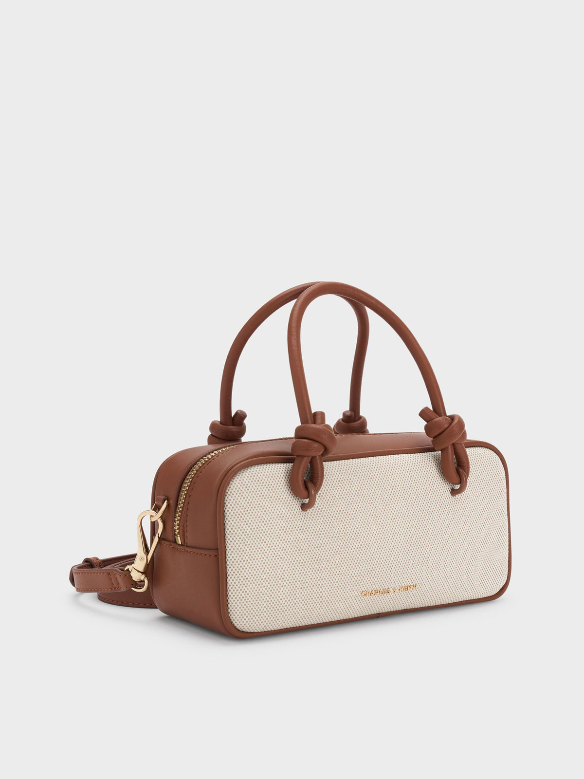CHARLES & KEITH Essential | Sammie Canvas Knotted-Handle Boxy Bag - Taupe Canvas