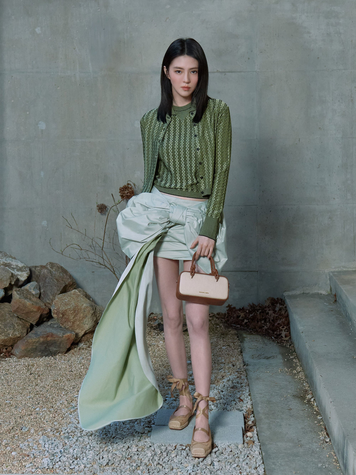 CHARLES & KEITH Essential | Sammie Canvas Knotted-Handle Boxy Bag - Taupe Canvas