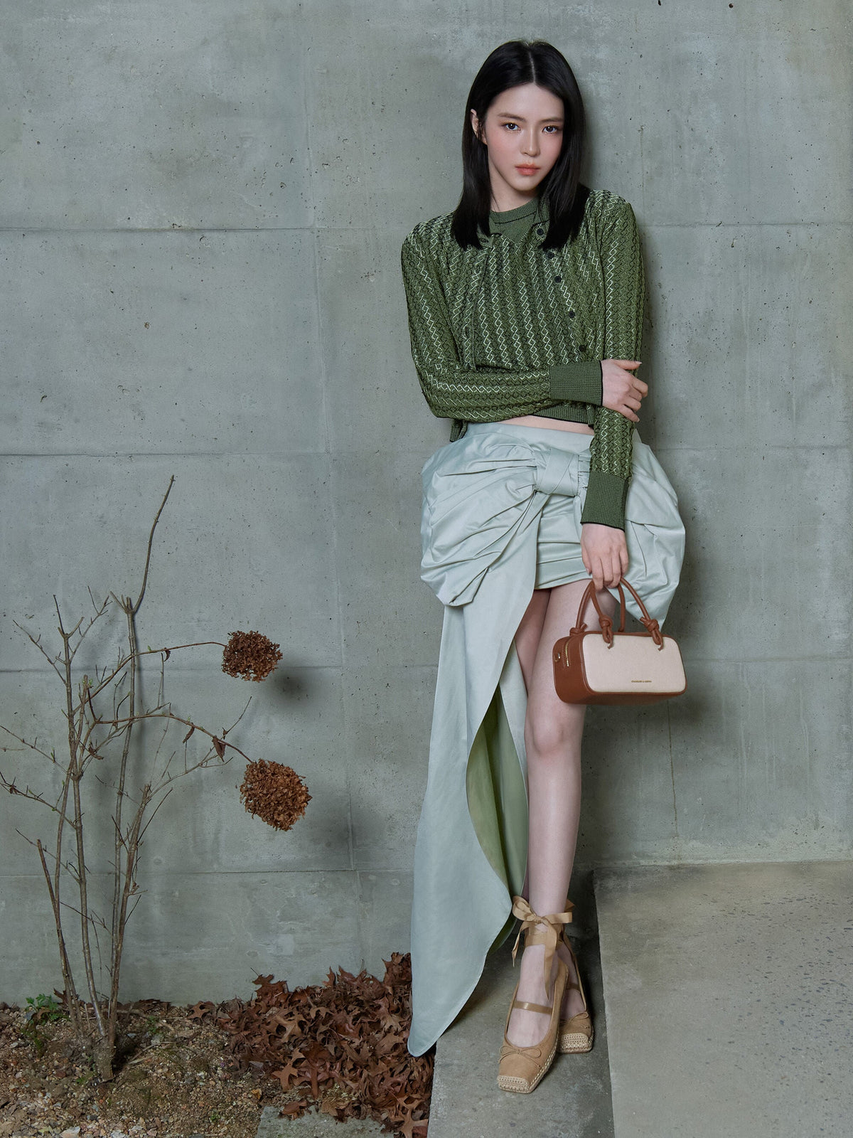 CHARLES & KEITH Essential | Sammie Canvas Knotted-Handle Boxy Bag - Taupe Canvas