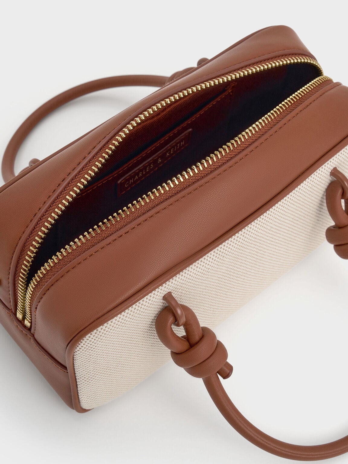 CHARLES & KEITH Essential | Sammie Canvas Knotted-Handle Boxy Bag - Taupe Canvas