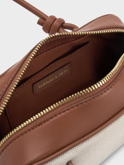 CHARLES & KEITH Essential | Sammie Canvas Knotted-Handle Boxy Bag - Taupe Canvas