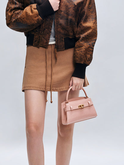 CHARLES & KEITH Featured | Aubrielle Croc-Effect Belted Top Handle Bag - Light Pink