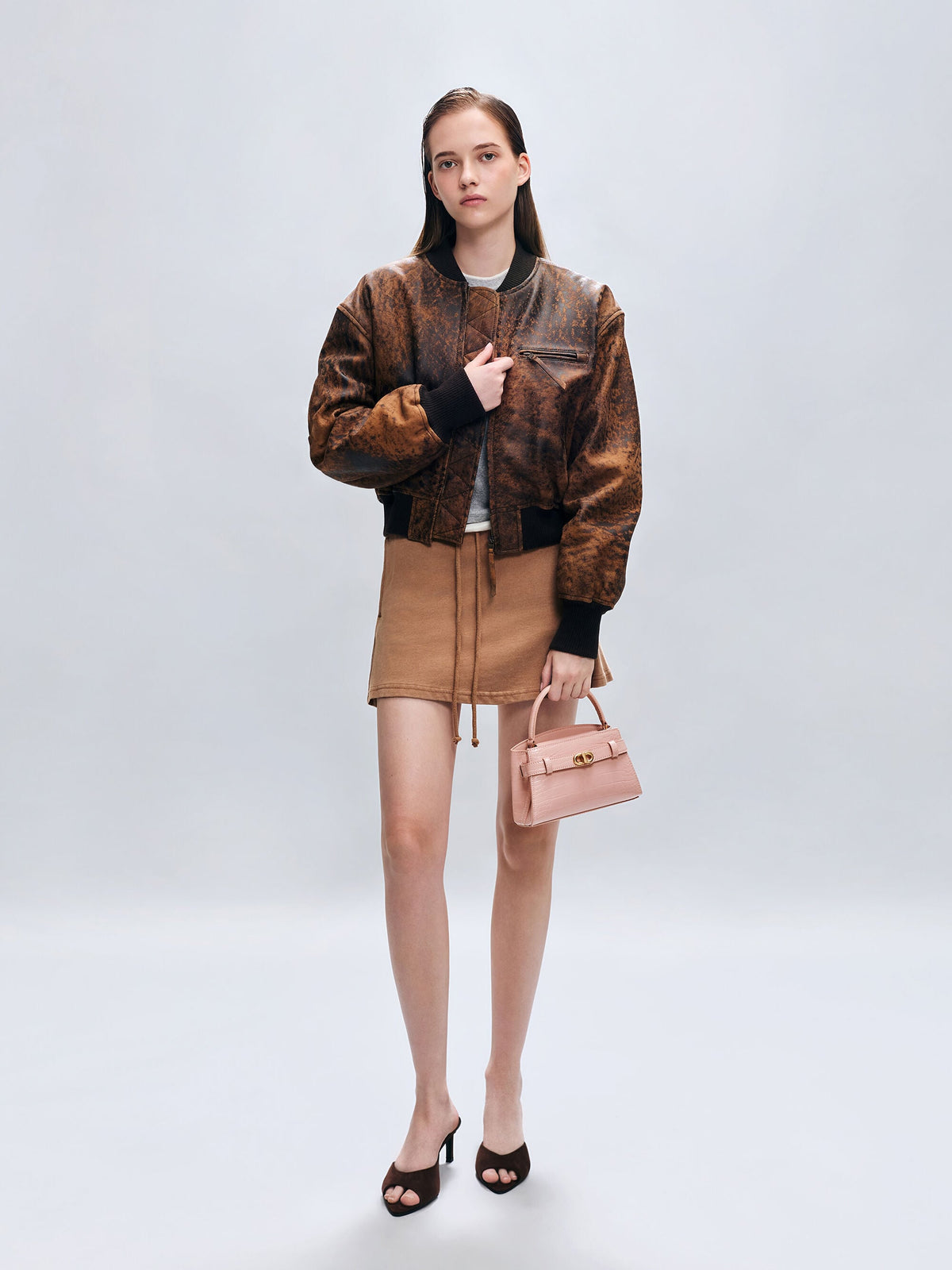 CHARLES & KEITH Featured | Aubrielle Croc-Effect Belted Top Handle Bag - Light Pink