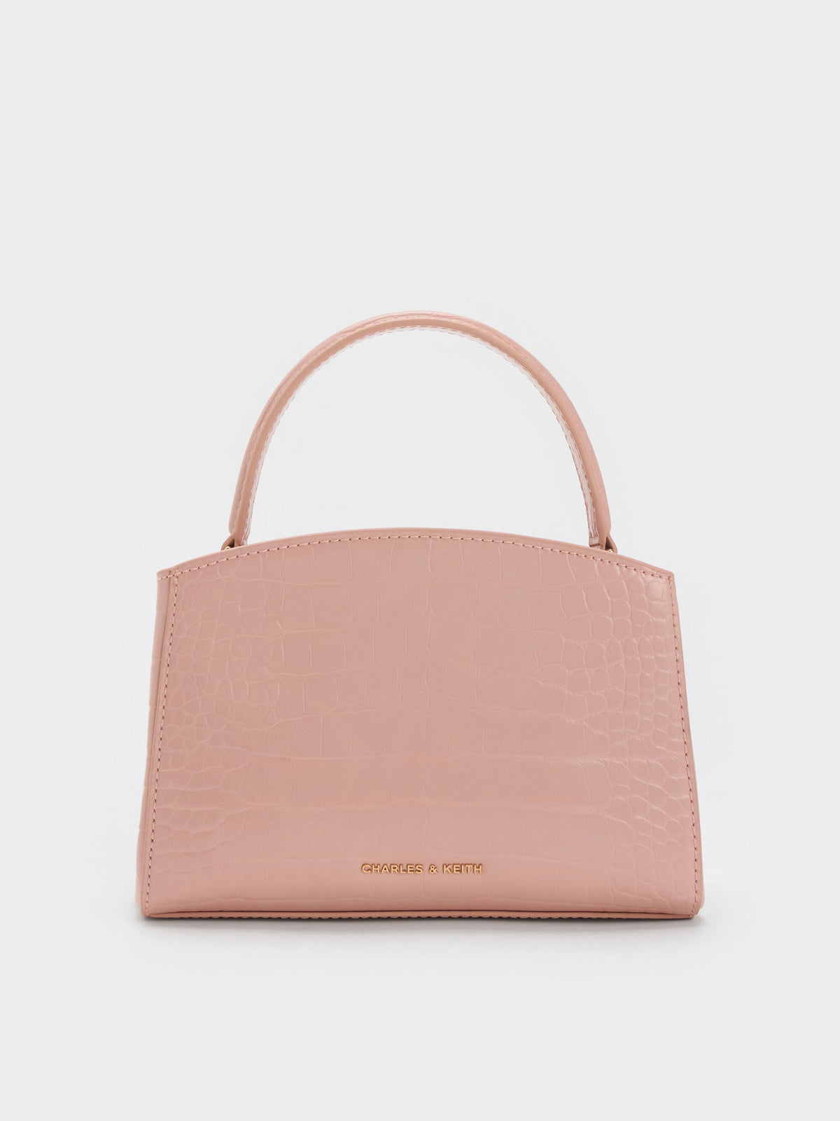 CHARLES & KEITH Featured | Aubrielle Croc-Effect Belted Top Handle Bag - Light Pink