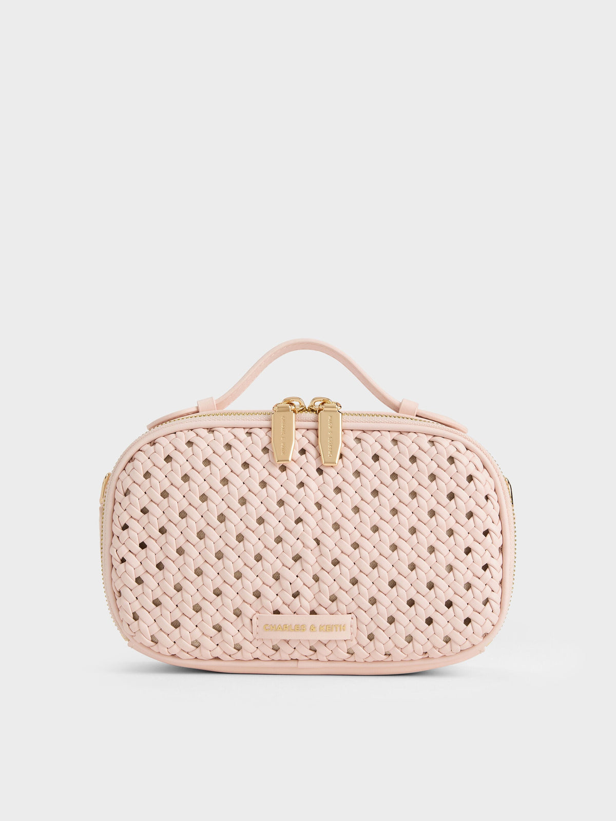 CHARLES & KEITH Essential | Azure Woven Crossbody Bag - Soft Pink
