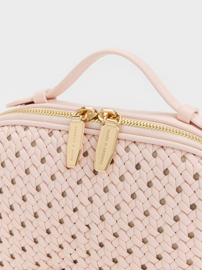 CHARLES & KEITH Essential | Azure Woven Crossbody Bag - Soft Pink