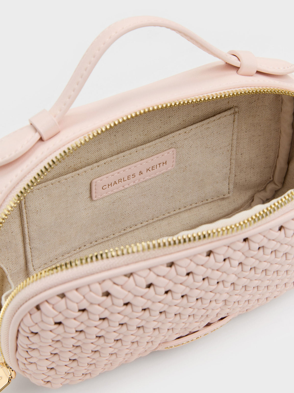 CHARLES & KEITH Essential | Azure Woven Crossbody Bag - Soft Pink