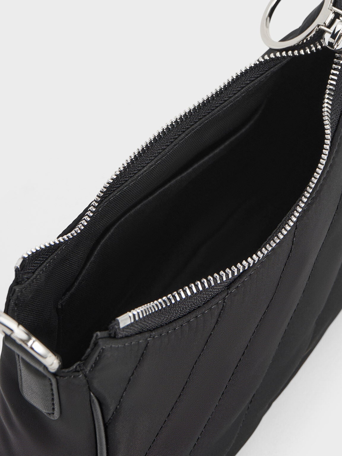 CHARLES & KEITH Great Value | Philomena Nylon Puffy Chain-Strap Crossbody Bag - Noir