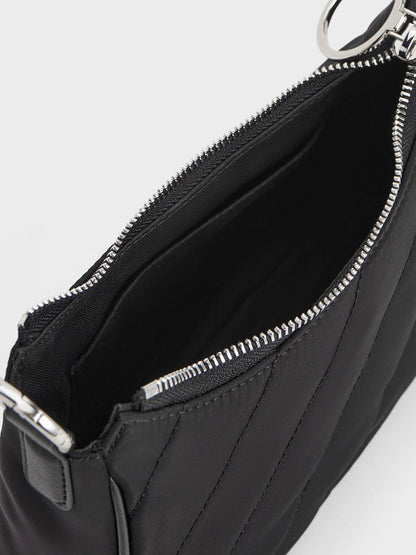 CHARLES & KEITH Great Value | Philomena Nylon Puffy Chain-Strap Crossbody Bag - Noir