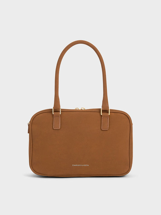CHARLES & KEITH Exclusive | Sianna Textured Bowling Bag - Brown