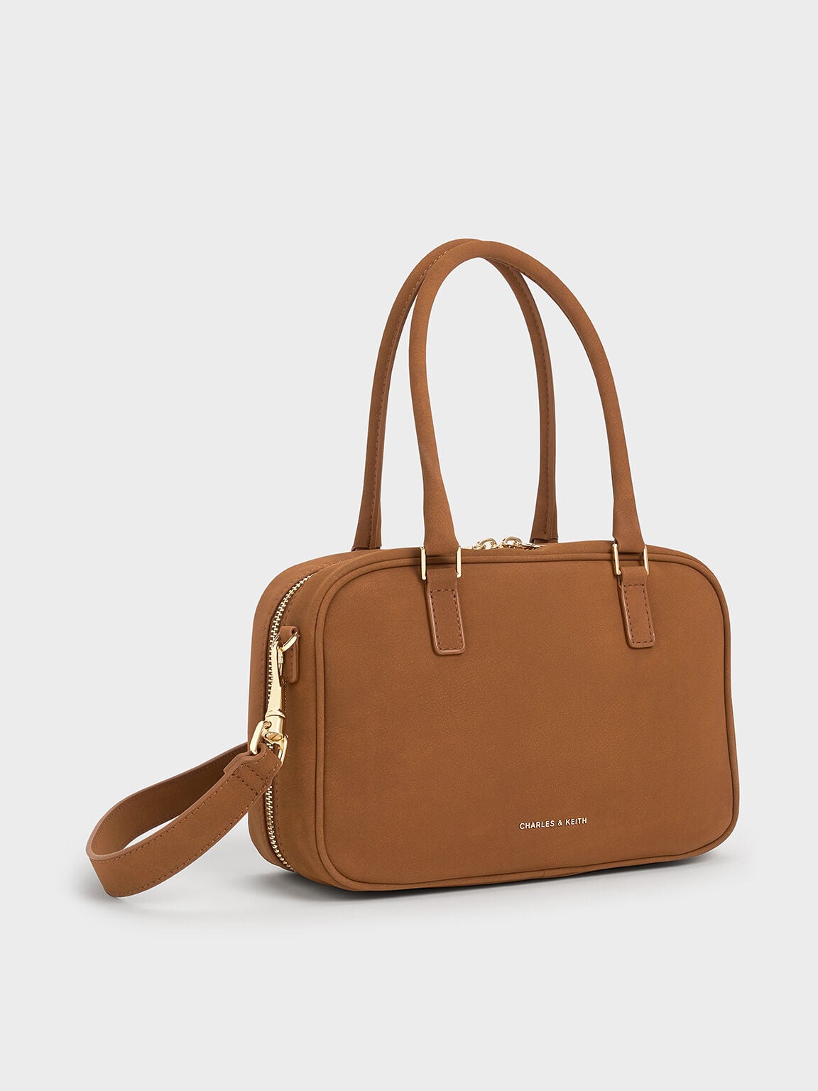 CHARLES & KEITH Exclusive | Sianna Textured Bowling Bag - Brown