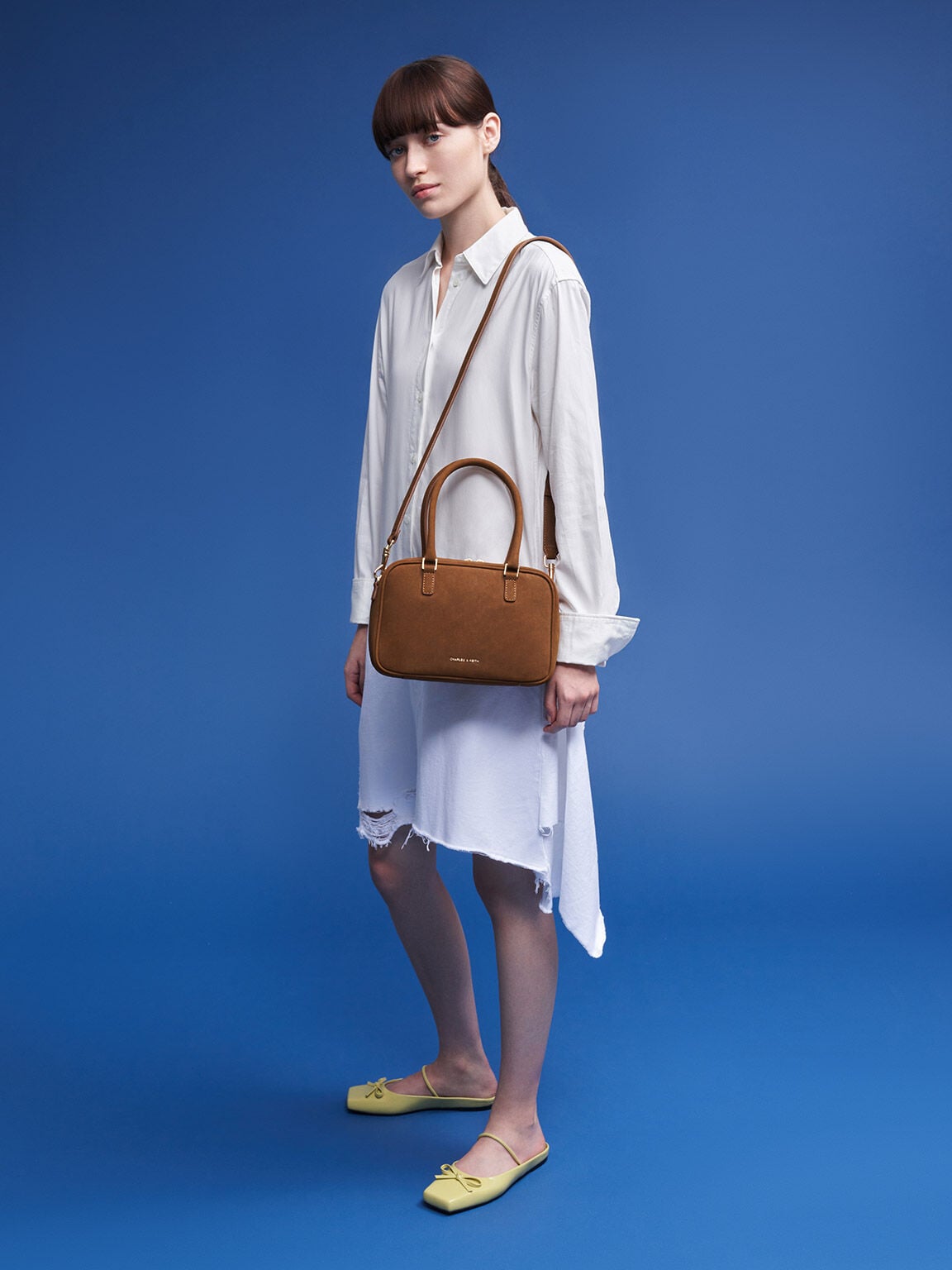 CHARLES & KEITH Exclusive | Sianna Textured Bowling Bag - Brown