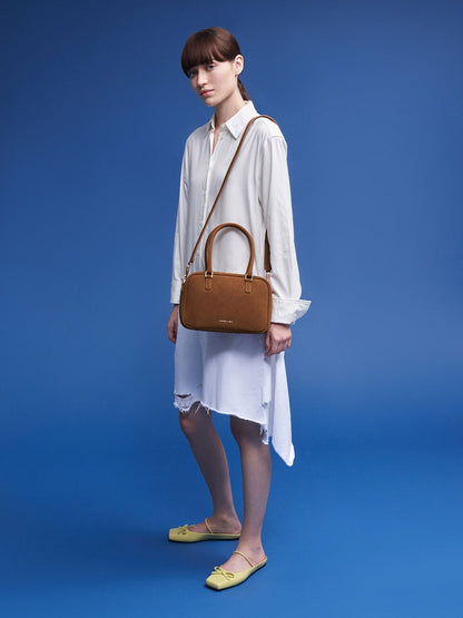 CHARLES & KEITH Exclusive | Sianna Textured Bowling Bag - Brown