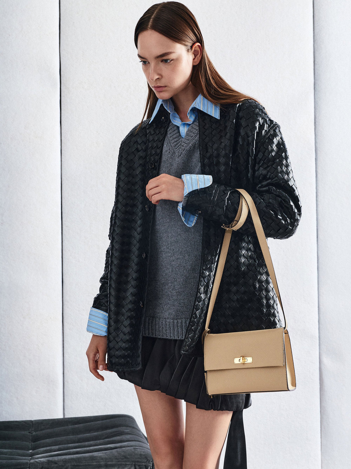 CHARLES & KEITH Special Offer | Chance Turn-Lock Crossbody Bag - Nutmeg Beige