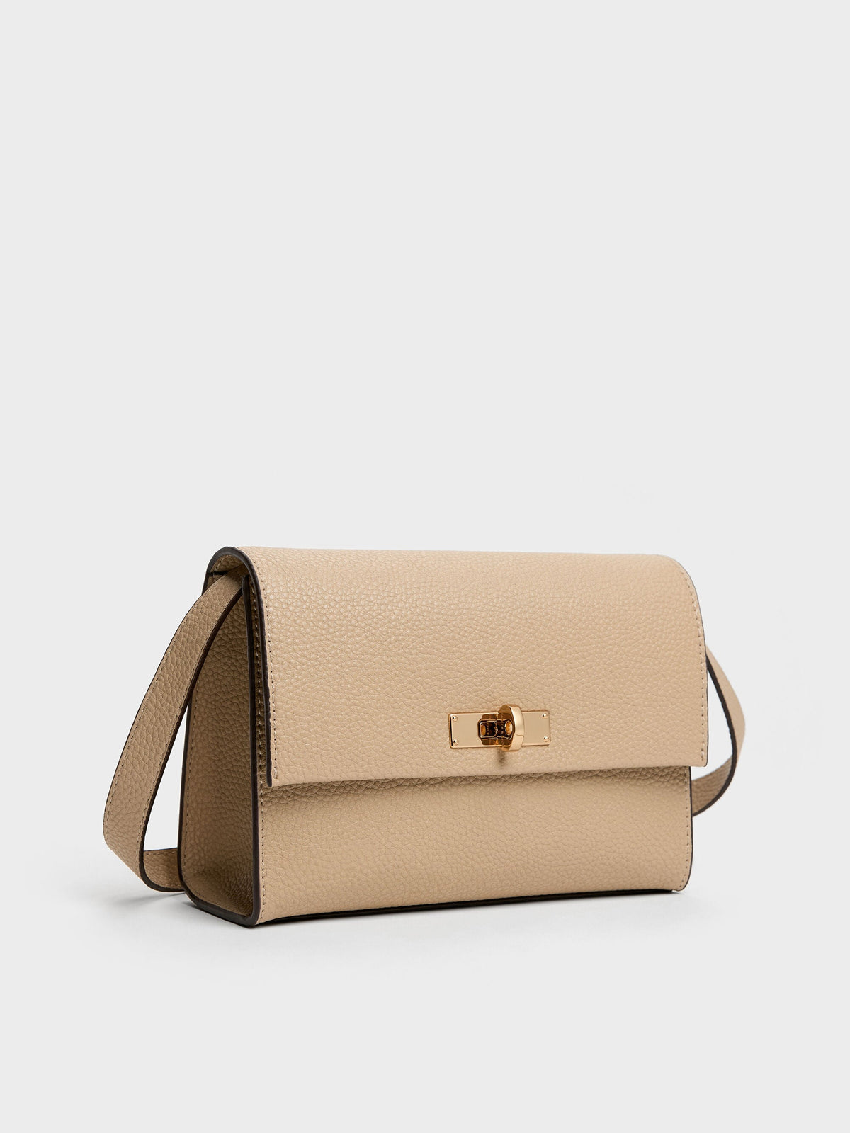 CHARLES & KEITH Special Offer | Chance Turn-Lock Crossbody Bag - Nutmeg Beige
