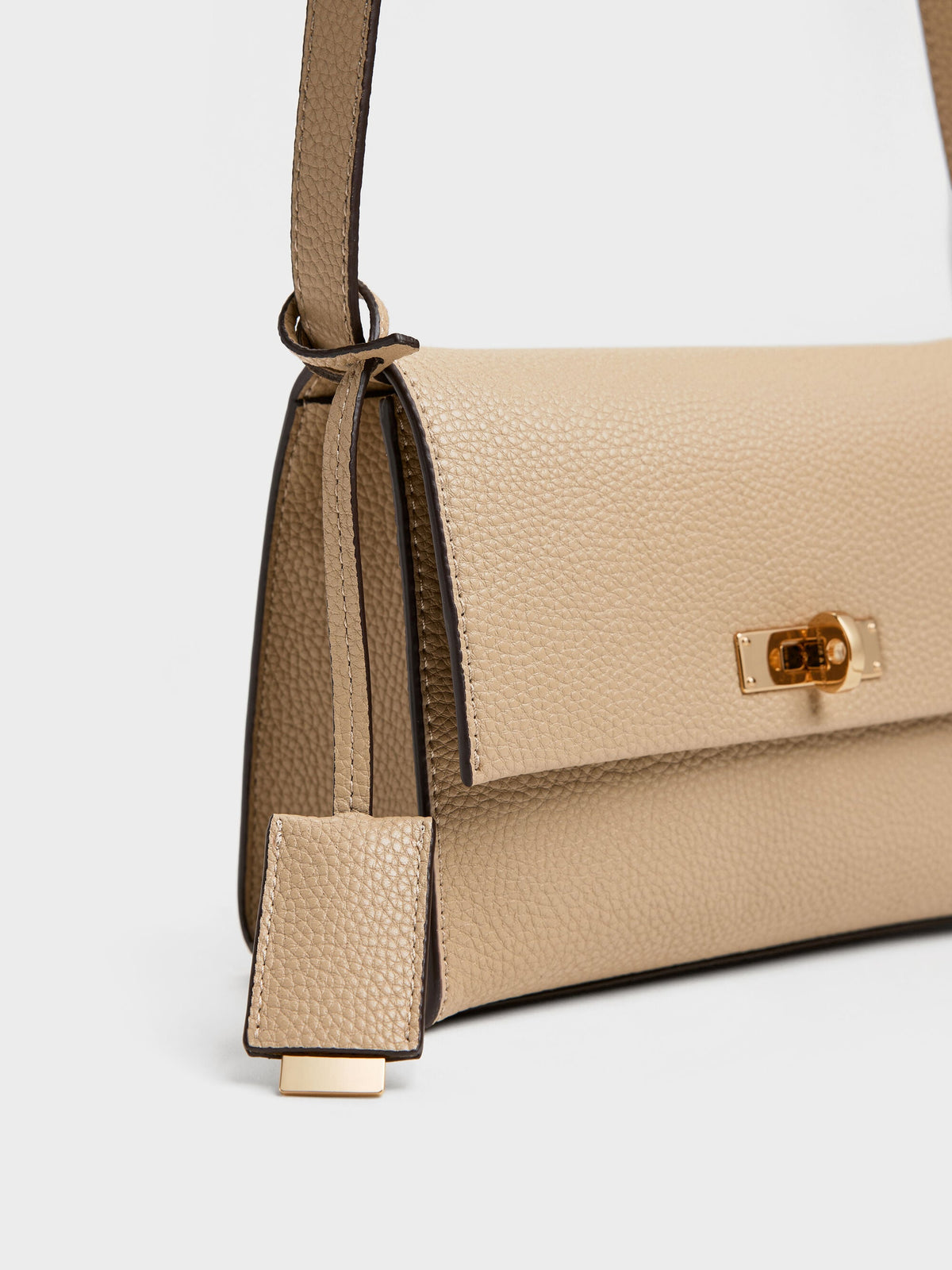 CHARLES & KEITH Special Offer | Chance Turn-Lock Crossbody Bag - Nutmeg Beige