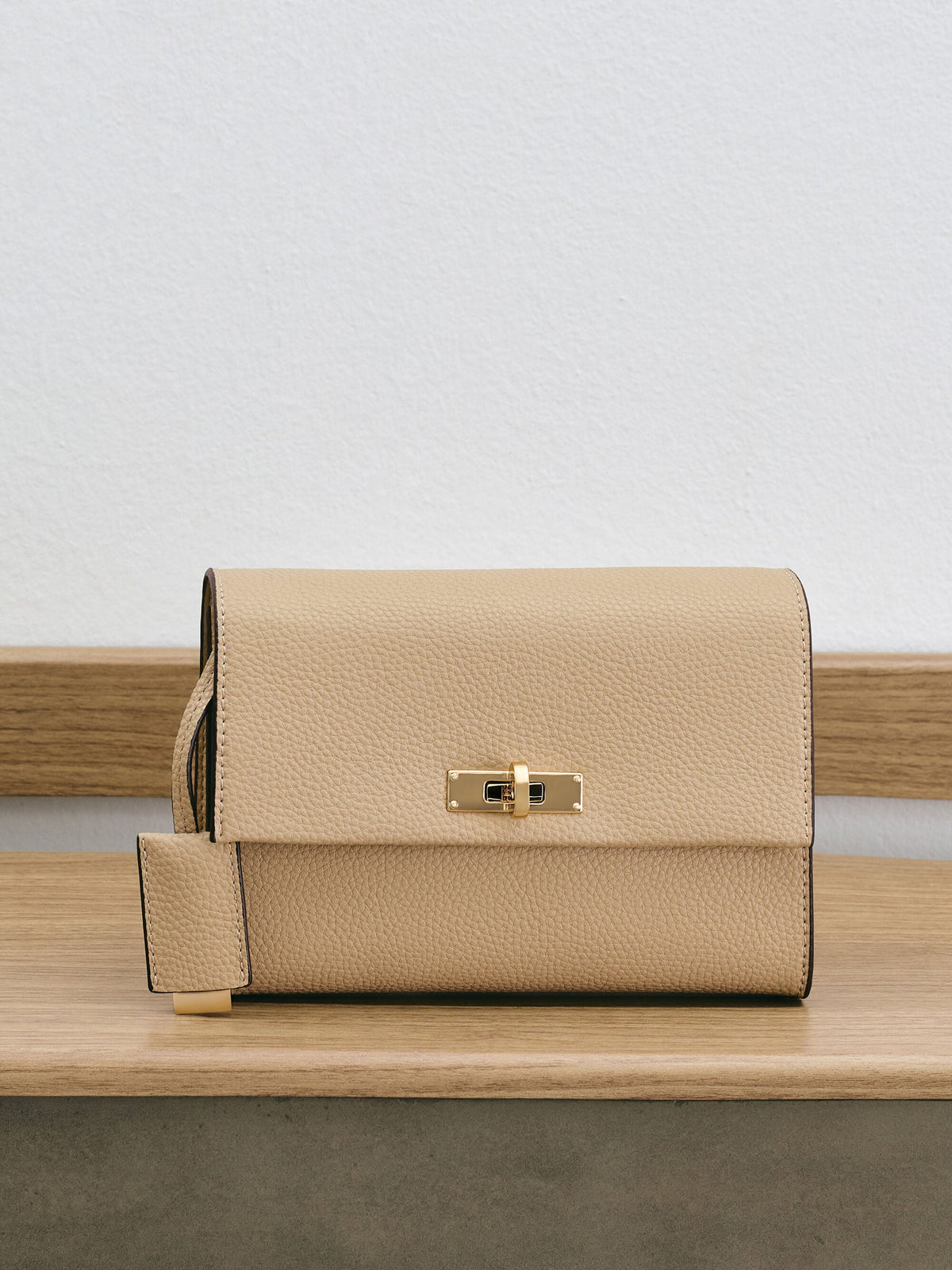 CHARLES & KEITH Special Offer | Chance Turn-Lock Crossbody Bag - Nutmeg Beige