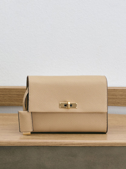 CHARLES & KEITH Special Offer | Chance Turn-Lock Crossbody Bag - Nutmeg Beige