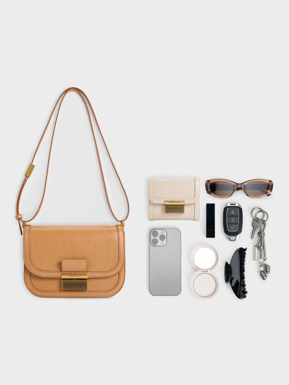 CHARLES & KEITH Premium | Charlot Bag - Toffee