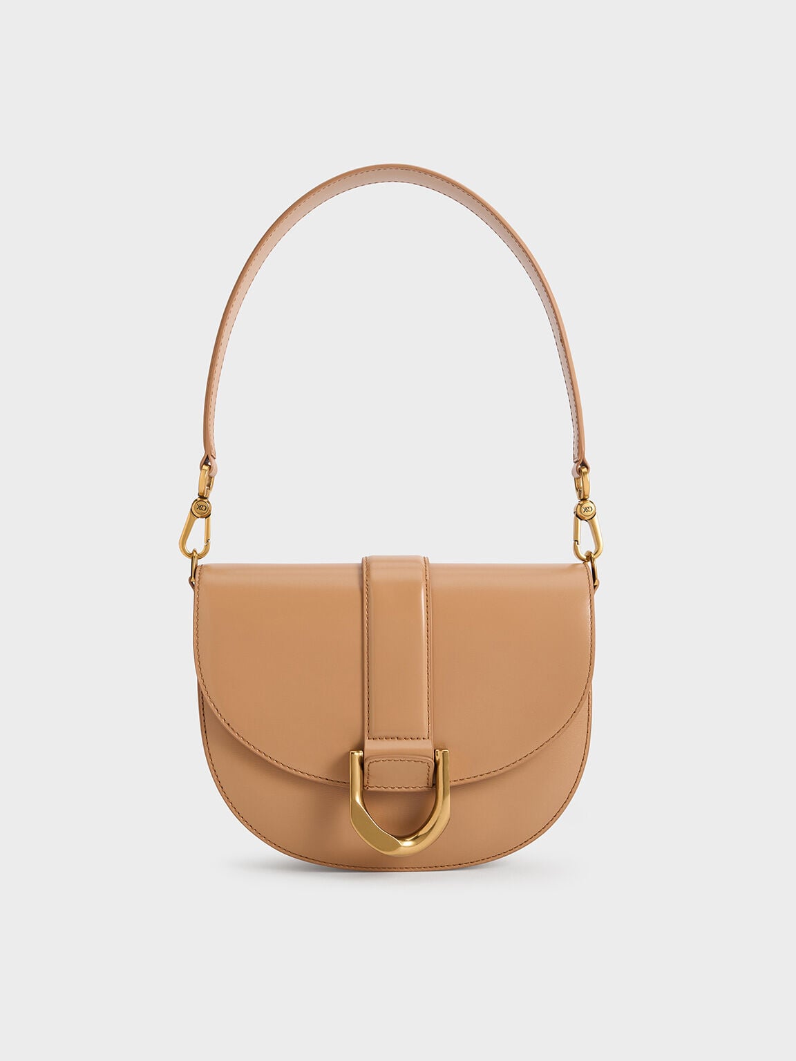 CHARLES & KEITH Sale | Gabine Leather Saddle Bag - Toffee