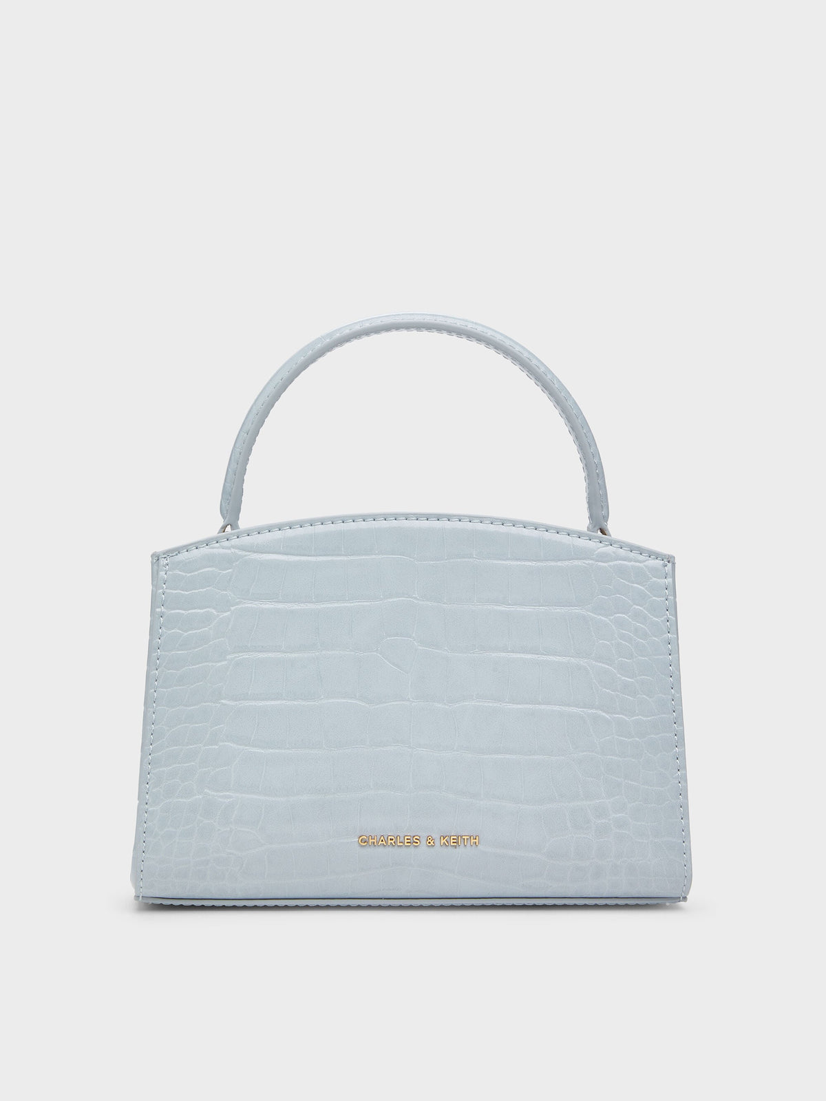 CHARLES & KEITH Value | Aubrielle Croc-Effect Belted Top Handle Bag - Sea Salt Blue