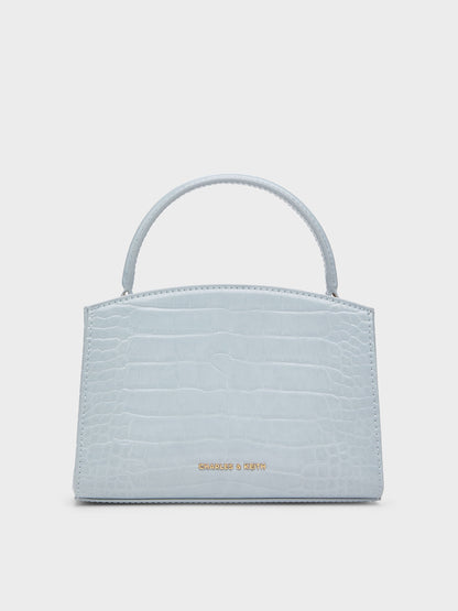CHARLES & KEITH Value | Aubrielle Croc-Effect Belted Top Handle Bag - Sea Salt Blue