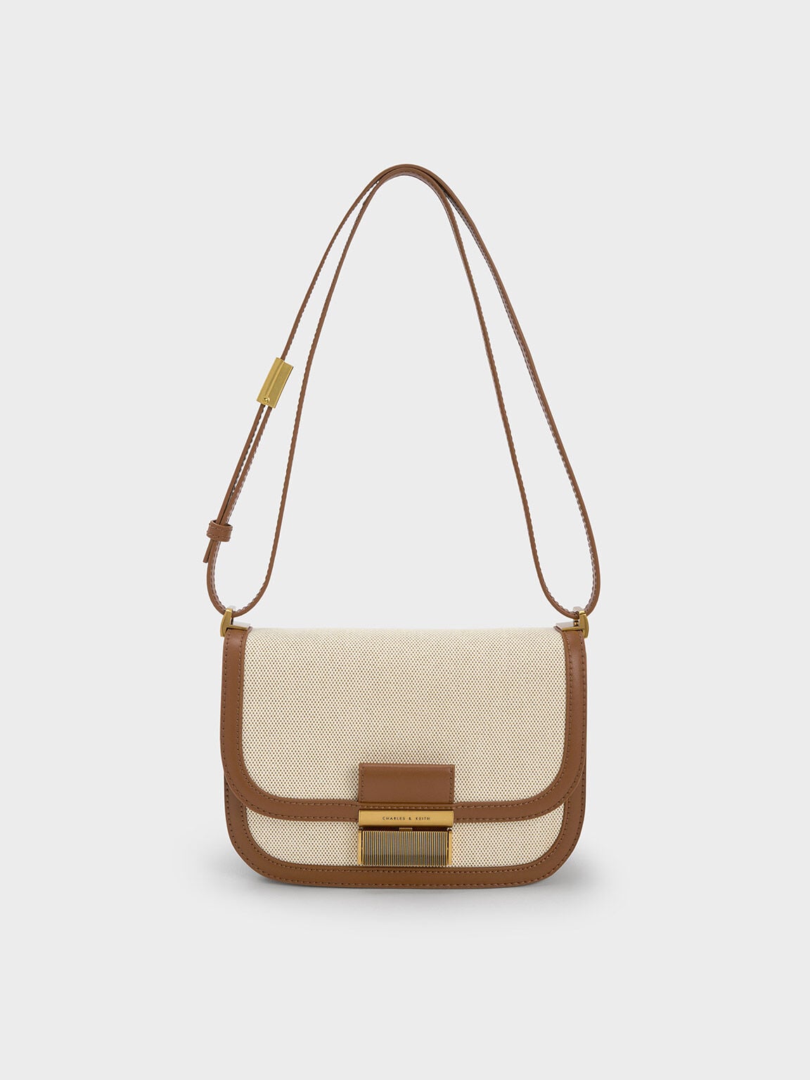 CHARLES & KEITH Premium | Charlot Canvas Crossbody Bag - Chocolate
