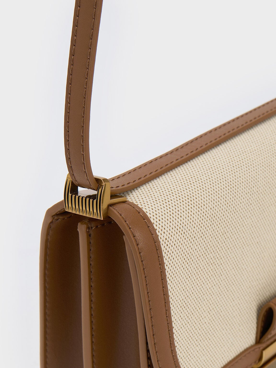 CHARLES & KEITH Premium | Charlot Canvas Crossbody Bag - Chocolate