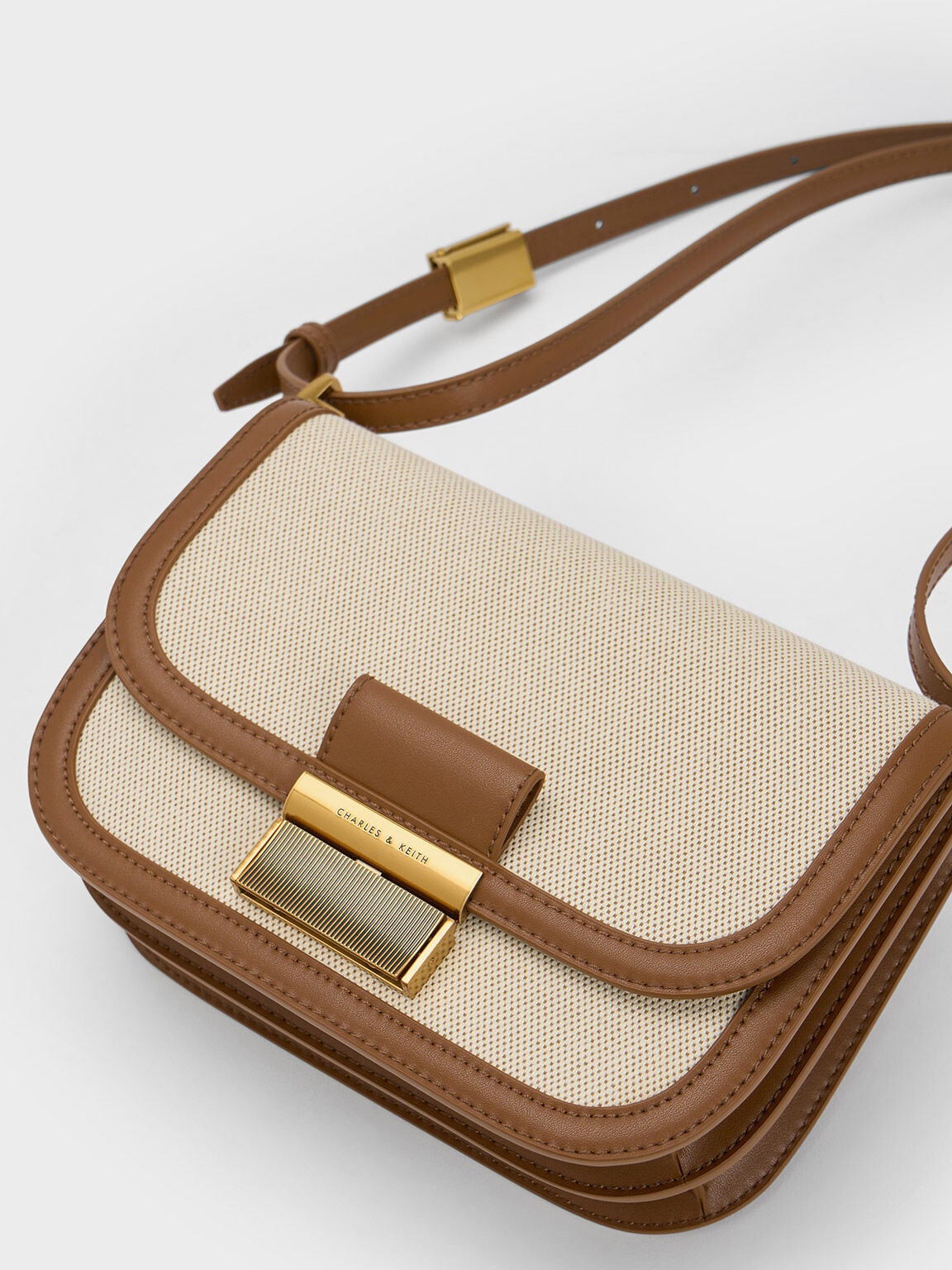 CHARLES & KEITH Premium | Charlot Canvas Crossbody Bag - Chocolate