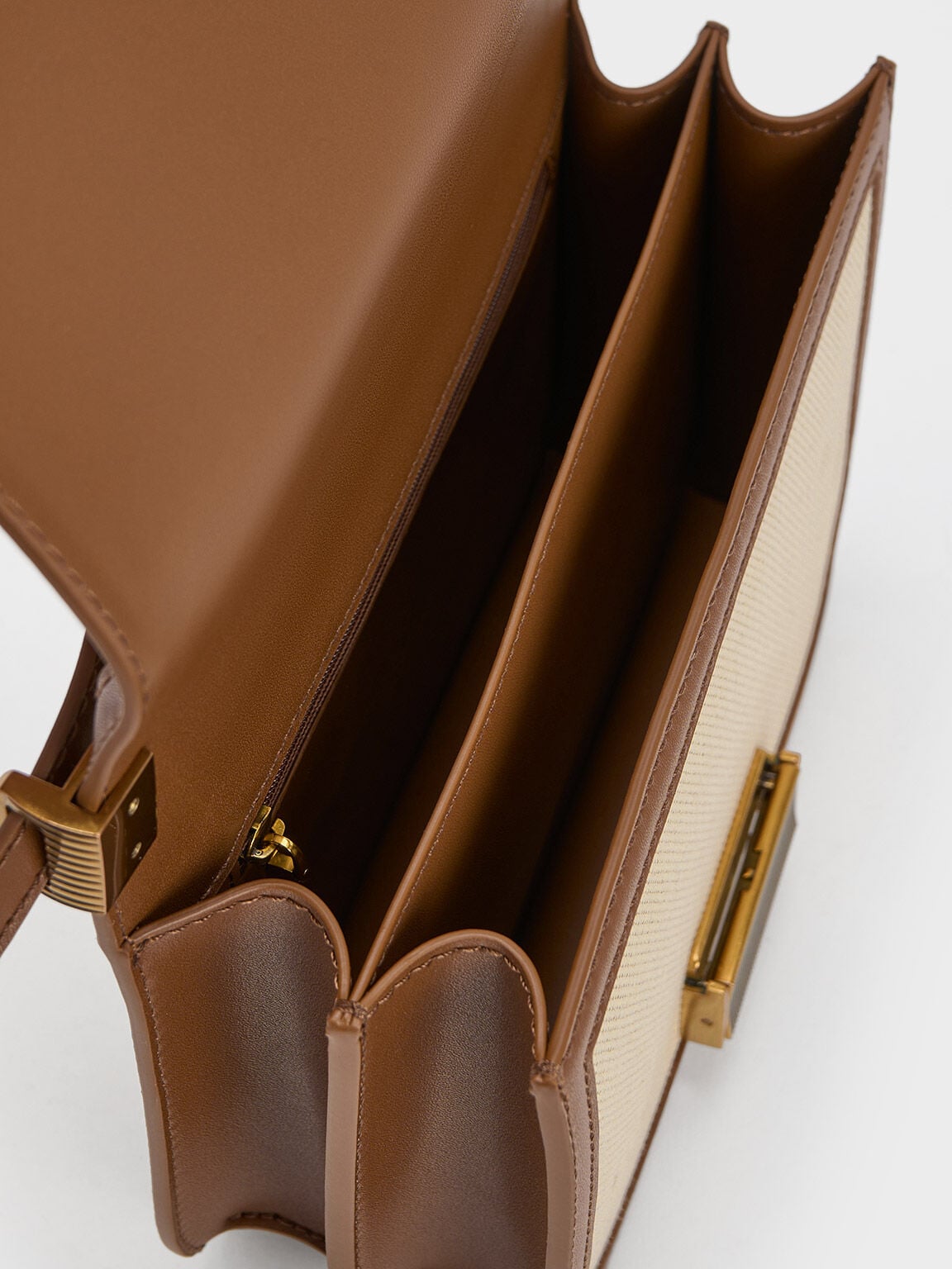 CHARLES & KEITH Premium | Charlot Canvas Crossbody Bag - Chocolate