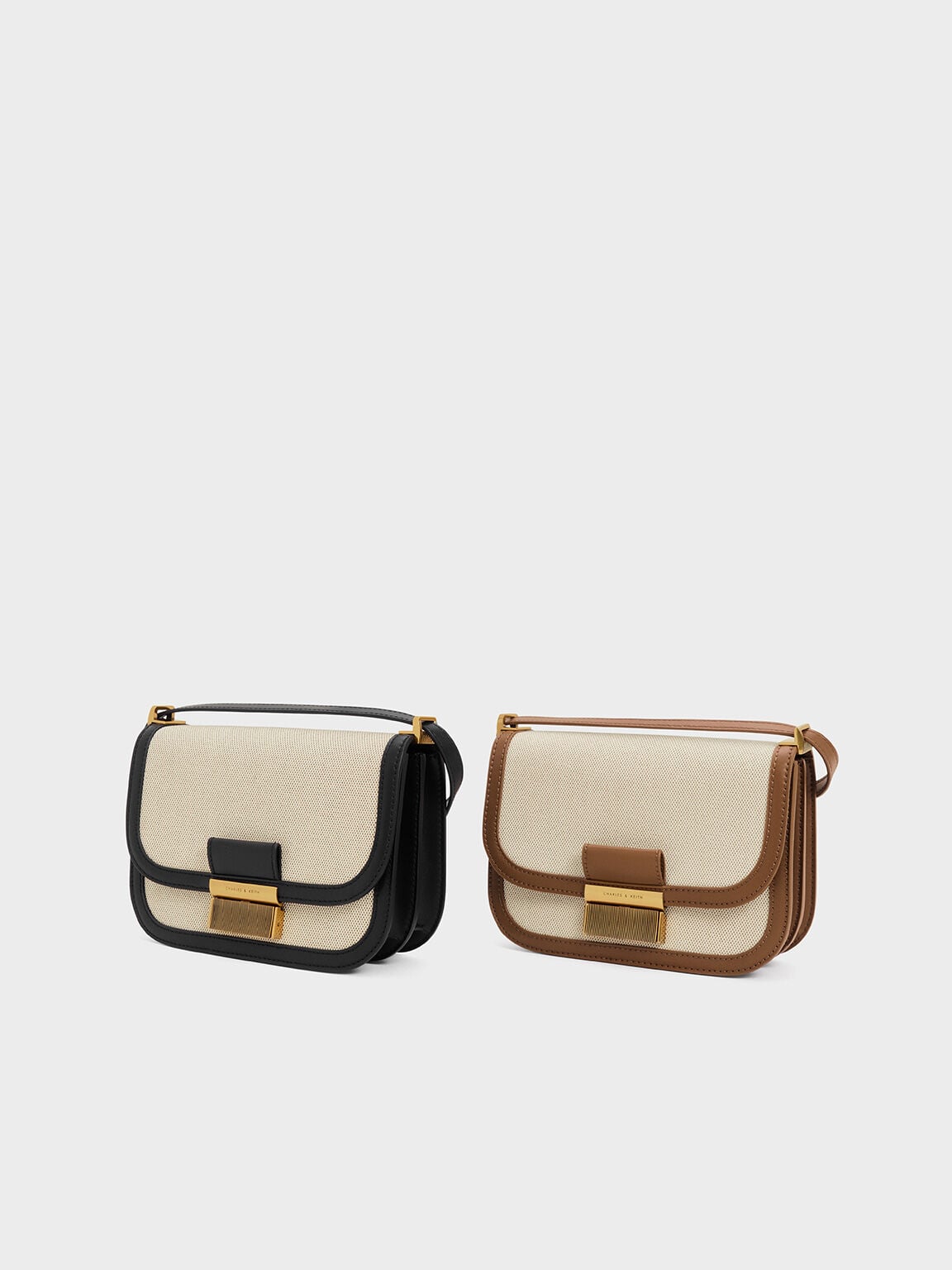 CHARLES & KEITH Premium | Charlot Canvas Crossbody Bag - Chocolate
