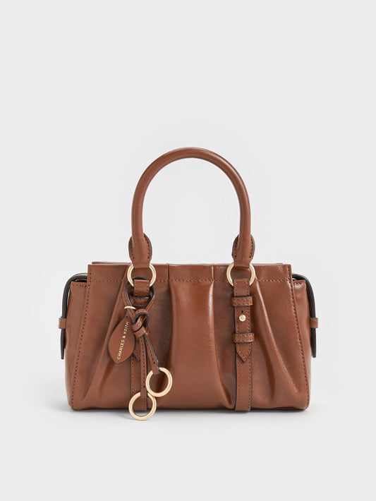 CHARLES & KEITH Best Seller | Britton Top Handle Tote Bag - Chocolate